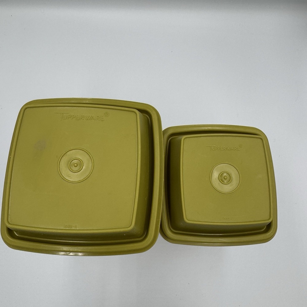 2 Vintage Tupperware Pickle Keepers Avocado Green 1330-6 & 1560-6 Pick-A-Deli - Picture 4 of 7